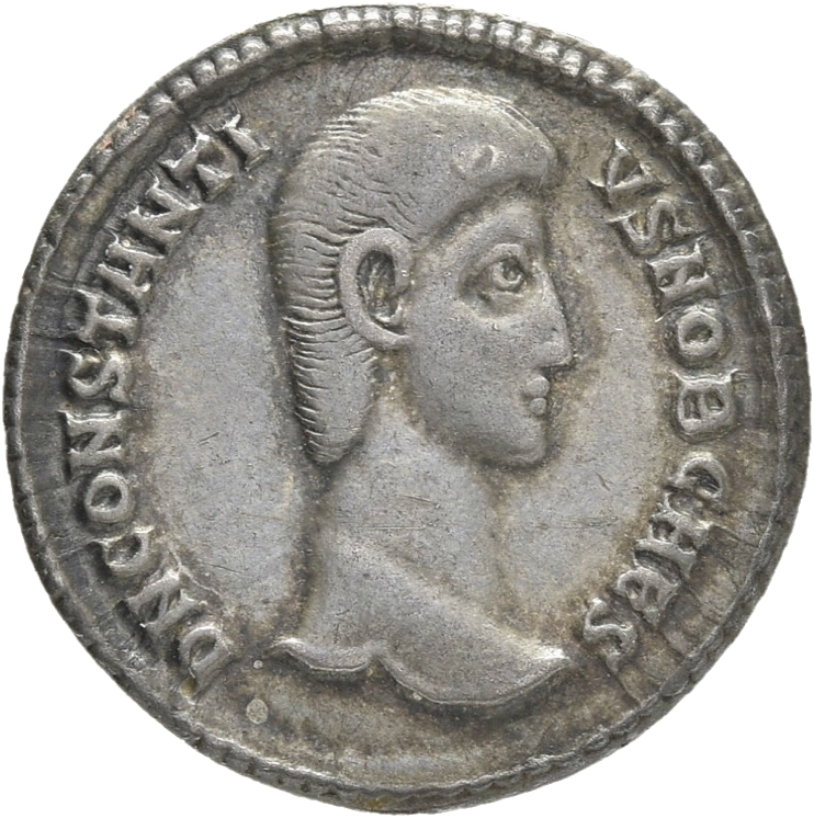 RIC VIII Sirmium 16 Constantius II obverse, Head of Constantius Gallus, bareheaded, right