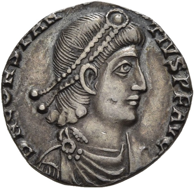 RIC VIII Sirmium 68 Constantius II obverse — Bust of Constantius II, pearl-diademed, draped, cuirassed, right