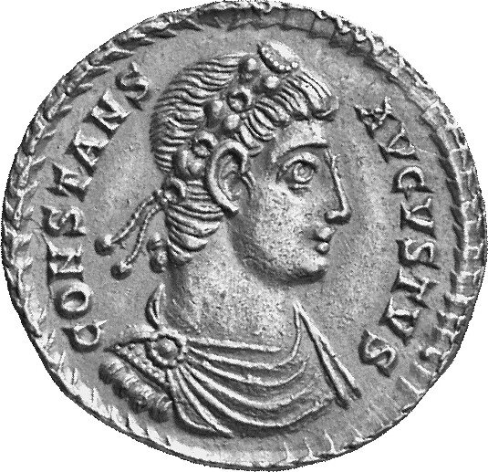 RIC VIII Siscia 136 Constans obverse, Bust of Constans, rosette-diademed, draped, cuirassed, right