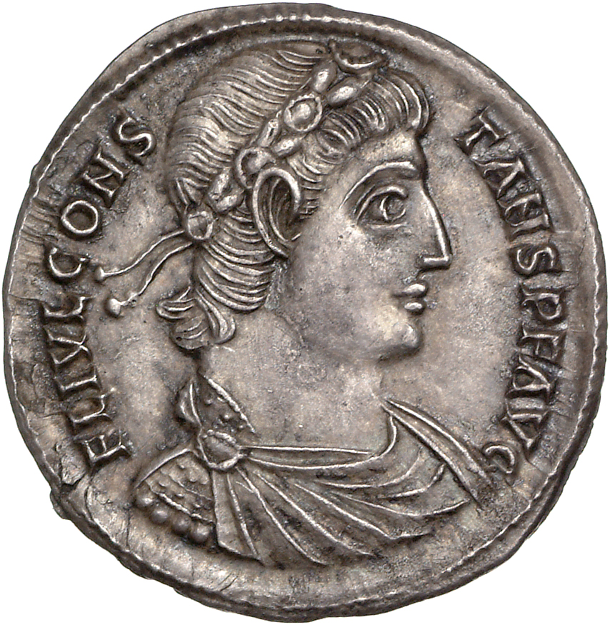 RIC VIII Siscia 151 Constans obverse, Bust of Constans, laureate, rosette-diademed, draped, cuirassed, right