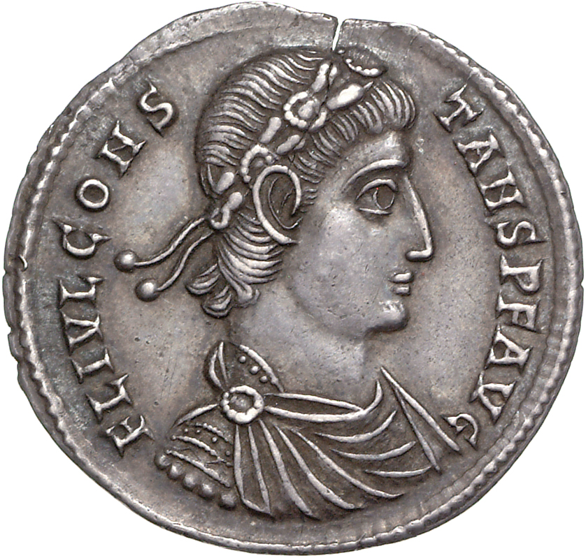 RIC VIII Siscia 158 Constans obverse, Bust of Constans, laureate, rosette-diademed, draped, cuirassed, right