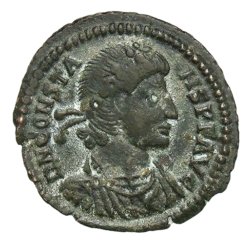 RIC VIII Siscia 245 Constans obverse, Bust of Constans, laureate, rosette-diademed, draped, cuirassed, right