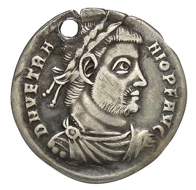 RIC VIII Siscia 262 Constantius II obverse, Bust of Vetranio, laureate, draped, cuirassed, right