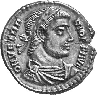 RIC VIII Siscia 265 Constantius II obverse, Bust of Vetranio, laureate, draped, cuirassed, right