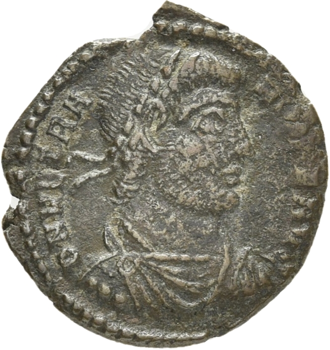 RIC VIII Siscia 294 Constantius II obverse, Bust of Vetranio, laureate, draped, cuirassed, right