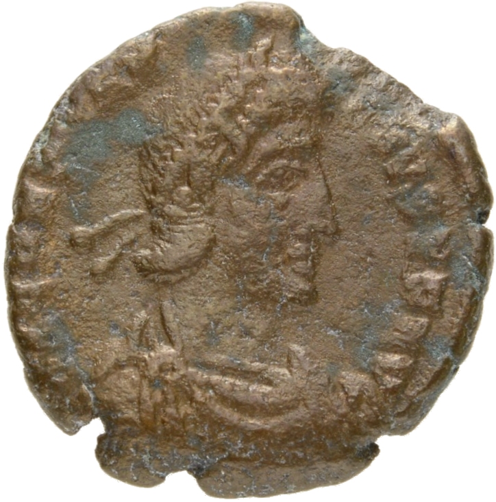 RIC VIII Siscia 396 Constantius II obverse, Bust of Constantius II, pearl-diademed, draped, cuirassed, right