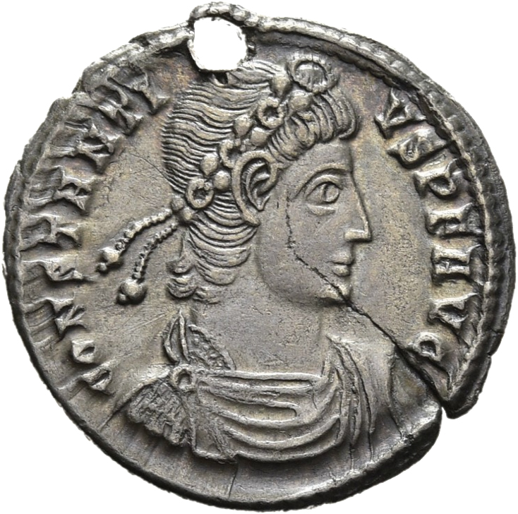 RIC VIII Siscia 62 Constantine II obverse, Bust of Constantius II, rosette-diademed, draped, cuirassed, right