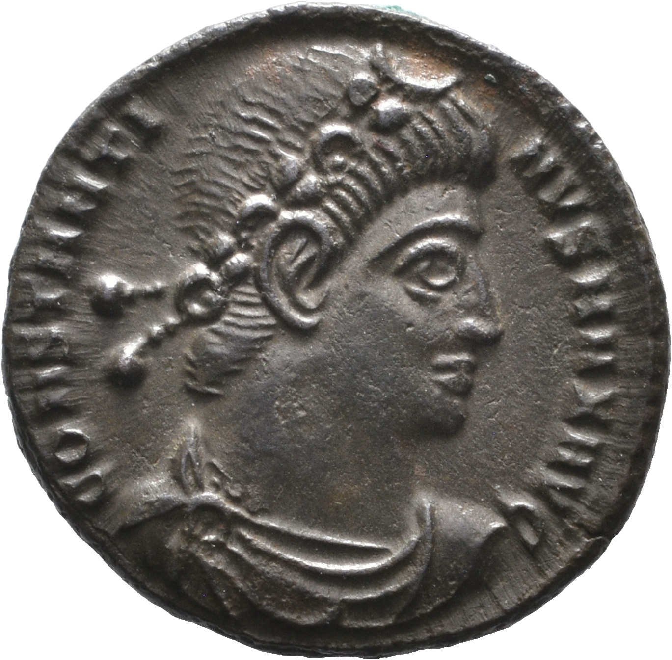 RIC VIII Siscia 85 Constantine II obverse, Bust of Constantine II, laureate, rosette-diademed, draped, cuirassed, right