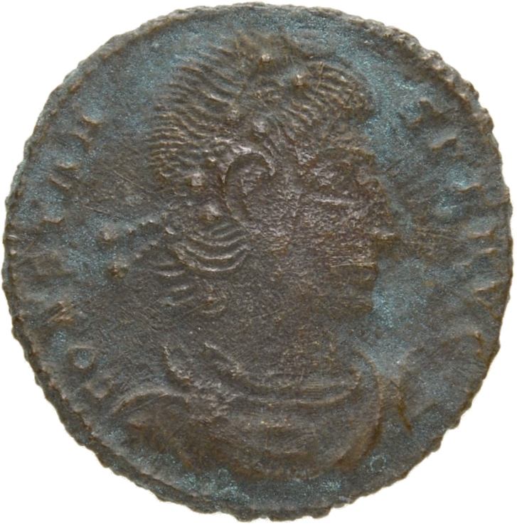 RIC VIII Siscia 99 Constantine II obverse, Bust of Constans, rosette-diademed, draped, cuirassed, right
