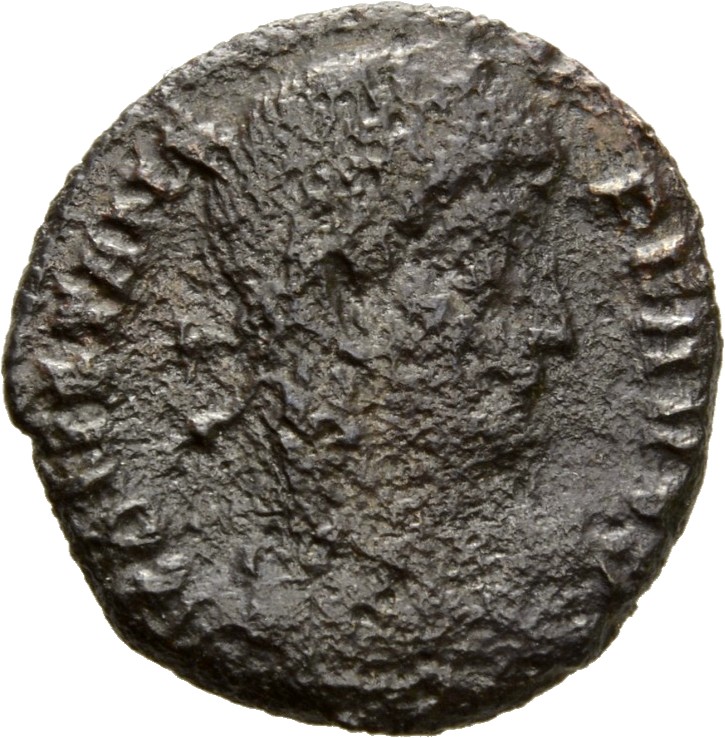 RIC VIII Thessalonica 100 Constantius II obverse, Bust of Constans, laureate, rosette-diademed, draped, cuirassed, right