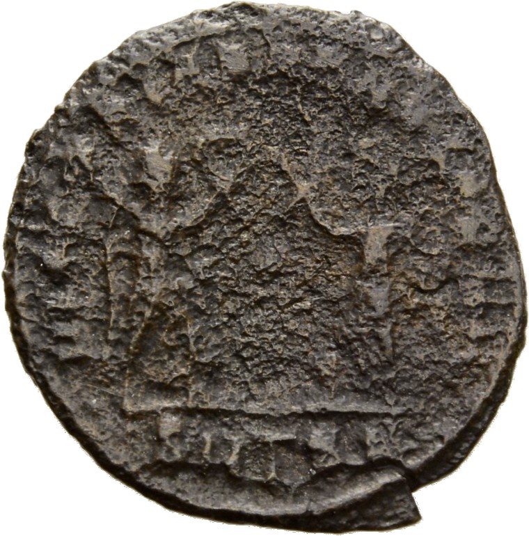 RIC VIII Thessalonica 100 Constantius II reverse, Two Victories, winged, draped, facing each other, each holding wreath in...