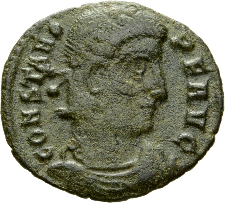 RIC VIII Thessalonica 101 Constantius II obverse, Bust of Constans, rosette-diademed, draped, cuirassed, right