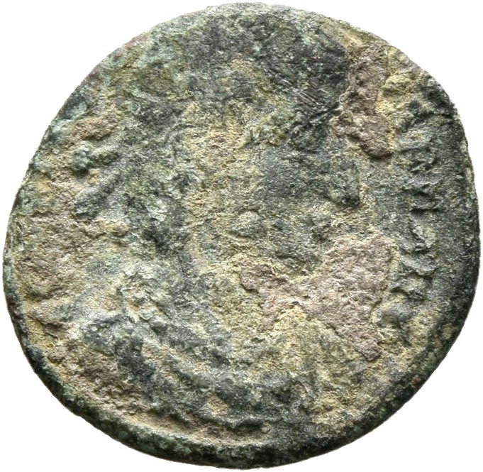 RIC VIII Thessalonica 102 Constantius II obverse, Bust of Constantius II, laureate, rosette-diademed, draped, cuirassed, r...