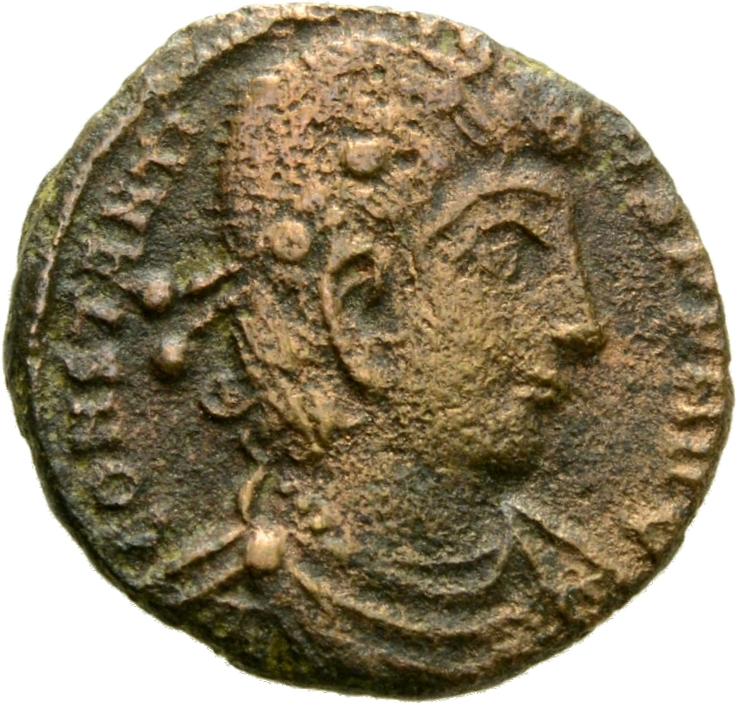 RIC VIII Thessalonica 103 Constantius II obverse, Bust of Constantius II, rosette-diademed, draped, cuirassed, right