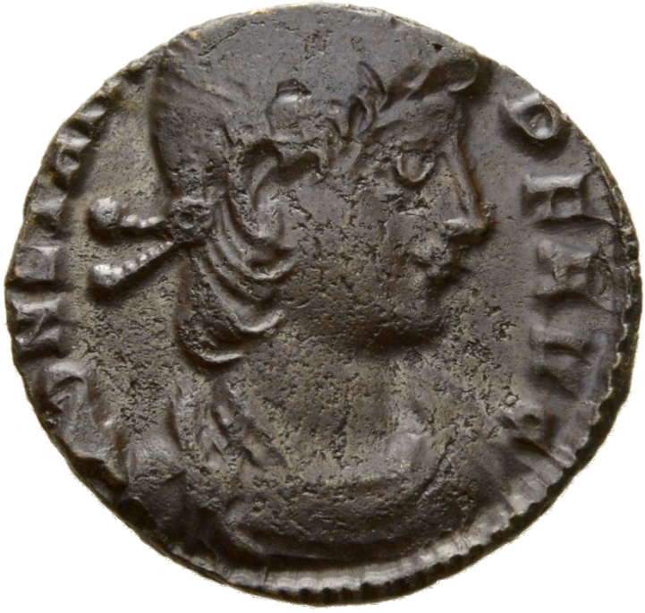 RIC VIII Thessalonica 105 Constantius II obverse, Bust of Constans, laureate, rosette-diademed, draped, cuirassed, right
