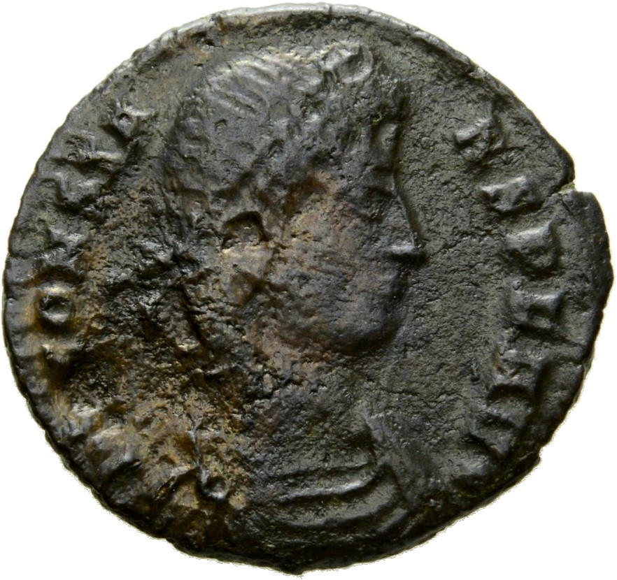 RIC VIII Thessalonica 120 Constantius II obverse, Bust of Constans, pearl-diademed, draped, cuirassed, right