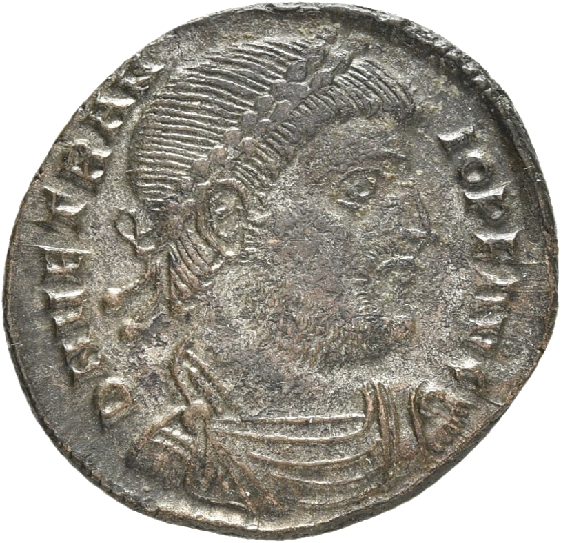 RIC VIII Thessalonica 131 Constantius II obverse, Bust of Vetranio, pearl-diademed, draped, cuirassed, right