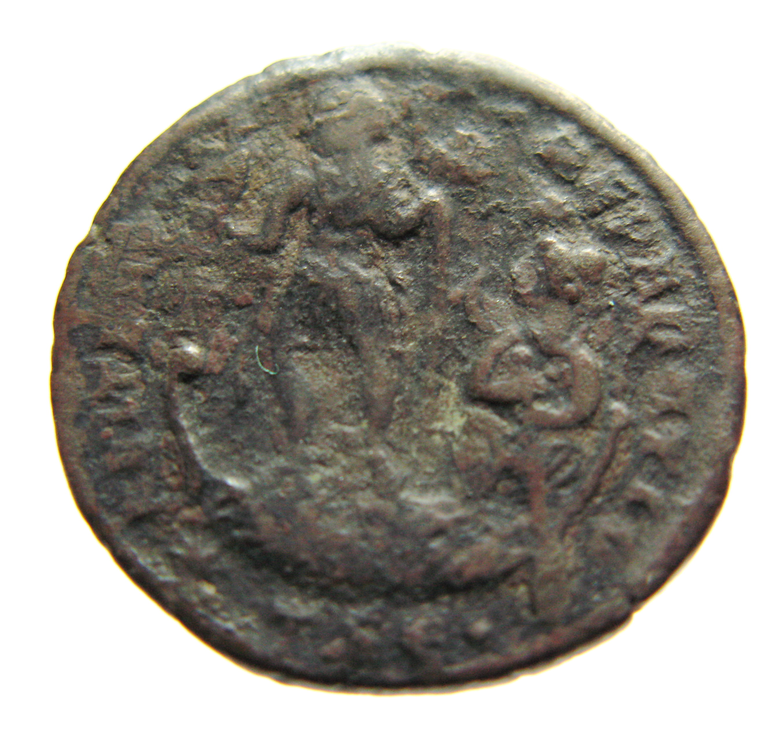 RIC VIII Thessalonica 175 Constantius II reverse, Constantius Gallus, draped, cuirassed, standing left on galley, holding ...