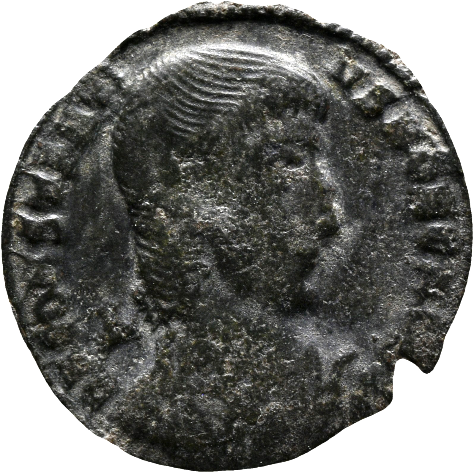 RIC VIII Thessalonica 184a Constantius II obverse, Bust of Constantius Gallus, bareheaded, draped, cuirassed, right; Δ beh...