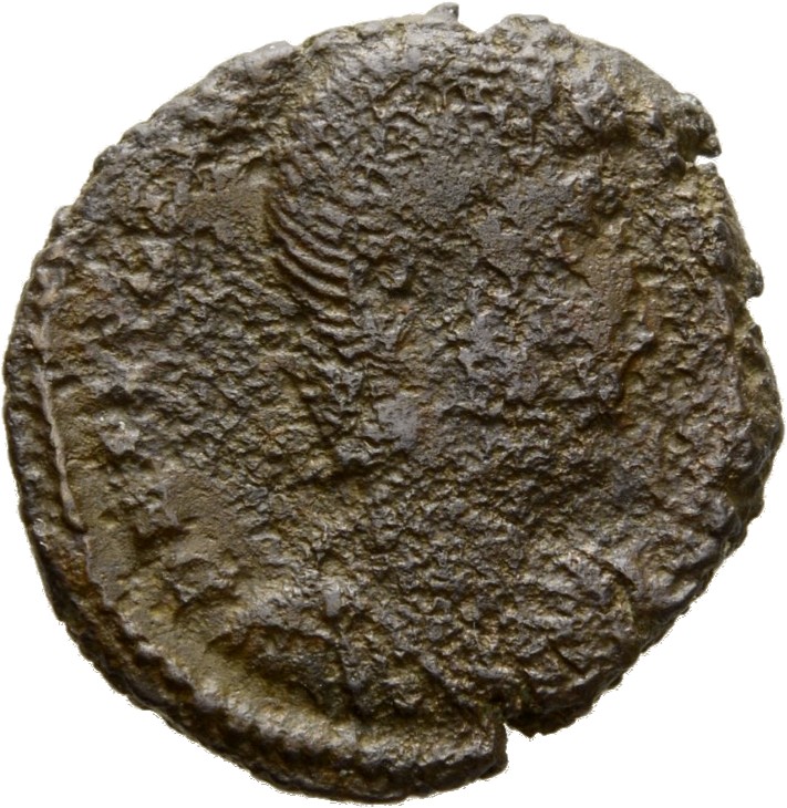 RIC VIII Thessalonica 209 Constantius II obverse, Bust of Julian, bareheaded, draped, cuirassed, right
