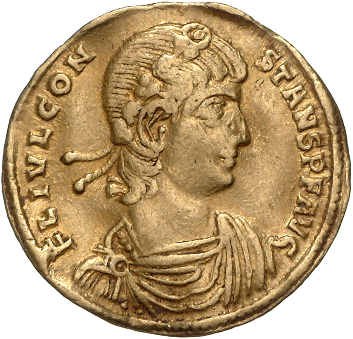 RIC VIII Thessalonica 35 Constantius II obverse, Bust of Constans, laureate, rosette-diademed, draped, cuirassed, right