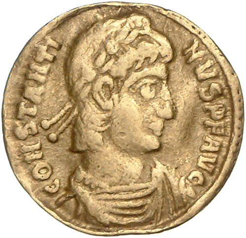 RIC VIII Thessalonica 36 Constantius II obverse, Bust of Constantine II, rosette-diademed, draped, cuirassed, right
