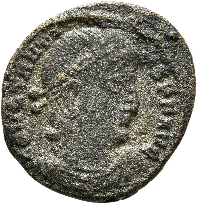 RIC VIII Thessalonica 56 Constantius II obverse, Bust of Constantius II, laureate, rosette-diademed, draped, cuirassed, right