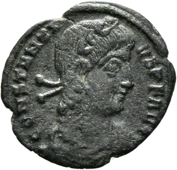 RIC VIII Thessalonica 56 Constantius II obverse, Bust of Constantius II, laureate, rosette-diademed, draped, cuirassed, right