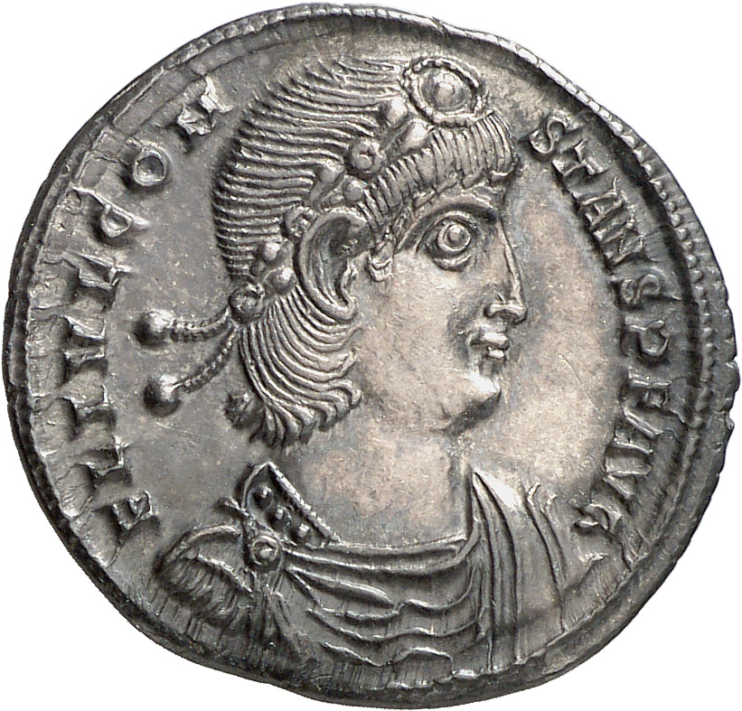 RIC VIII Thessalonica 90 Constantius II obverse, Bust of Constans, laureate, rosette-diademed, draped, cuirassed, right