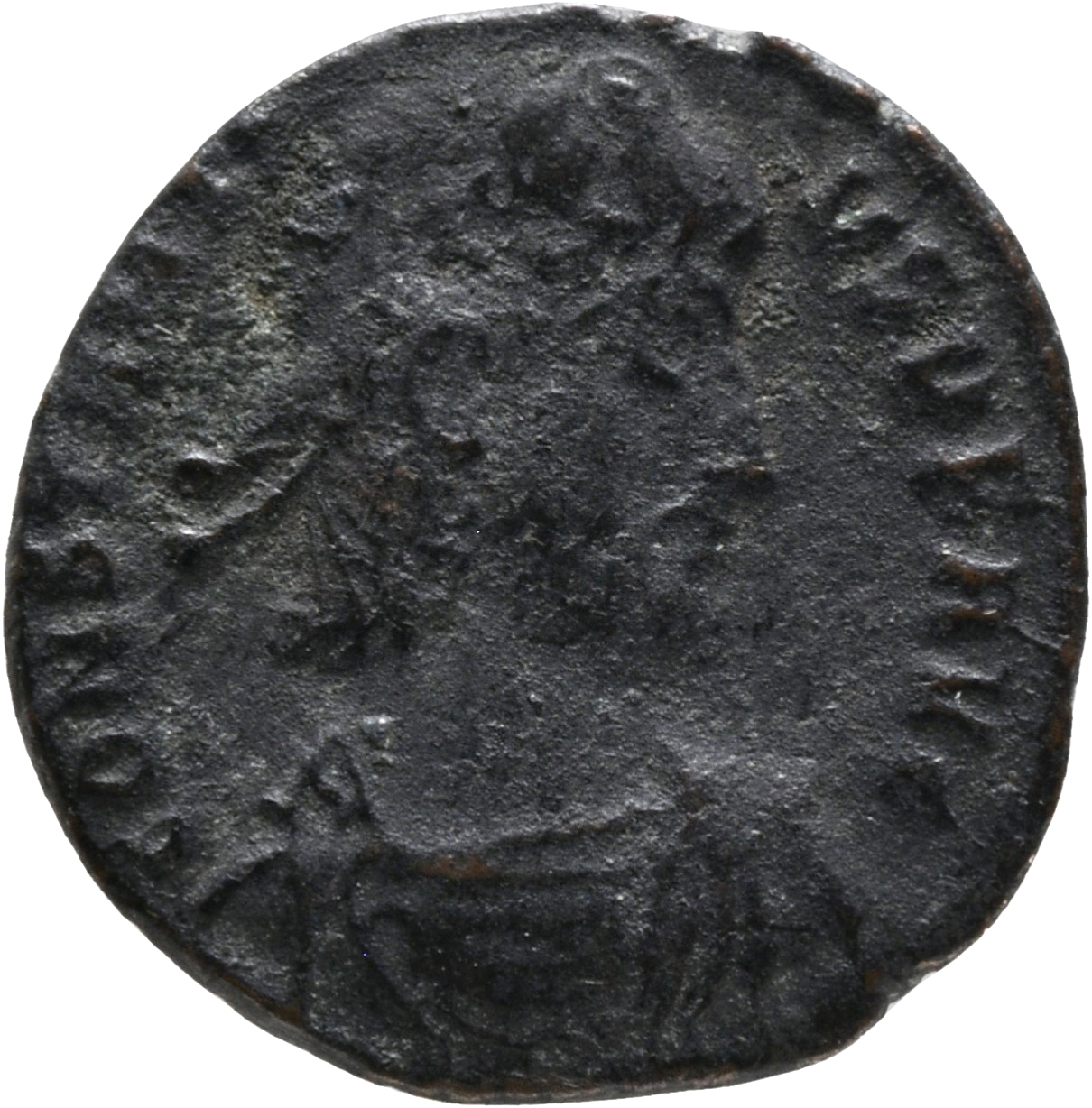 RIC VIII Thessalonica 99 Constantius II obverse, Bust of Constantius II, laureate, rosette-diademed, draped, cuirassed, right