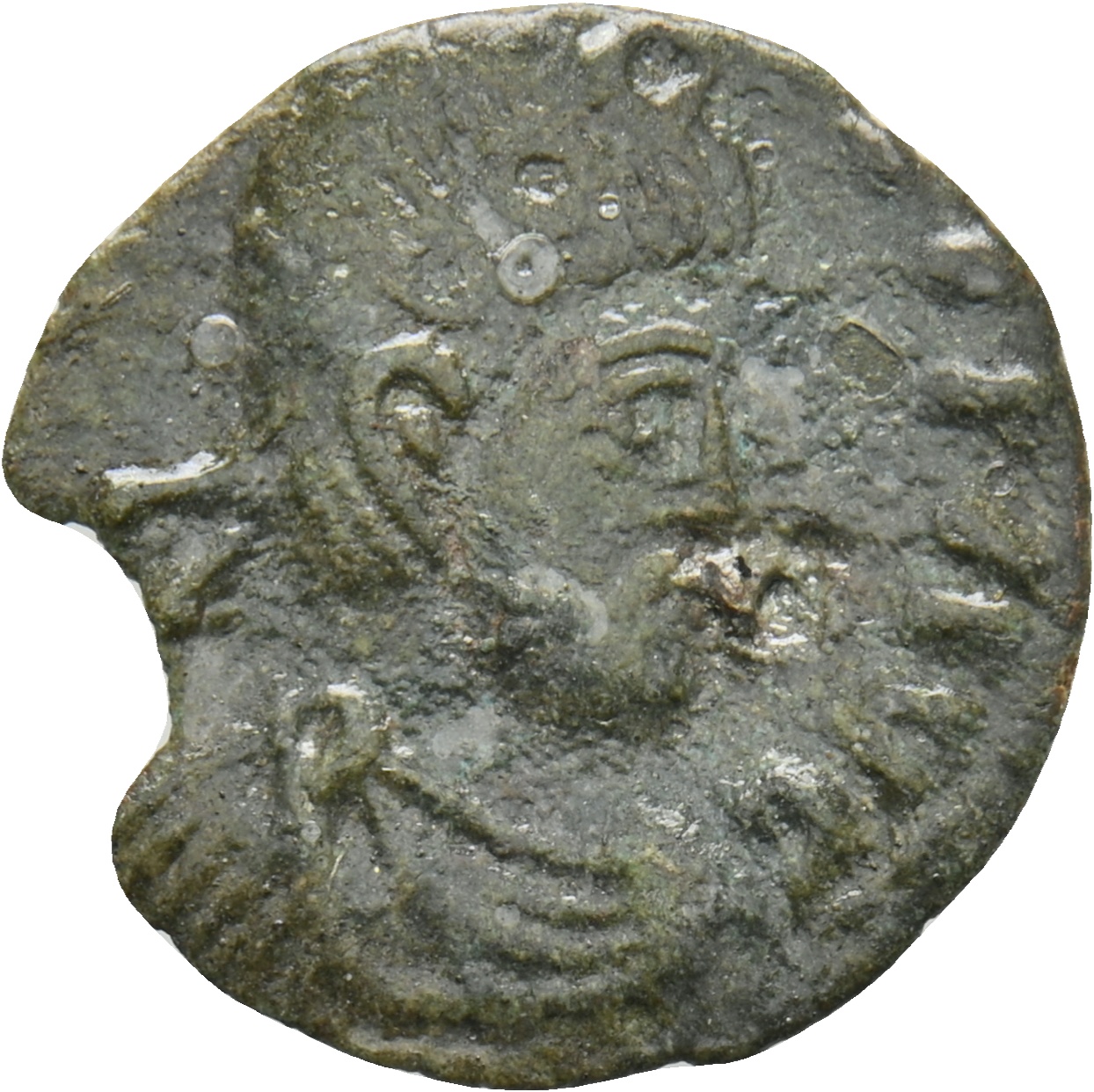 RIC VIII Treveri 106 Constantine II obverse, Bust of Constans, rosette-diademed, draped, cuirassed, right