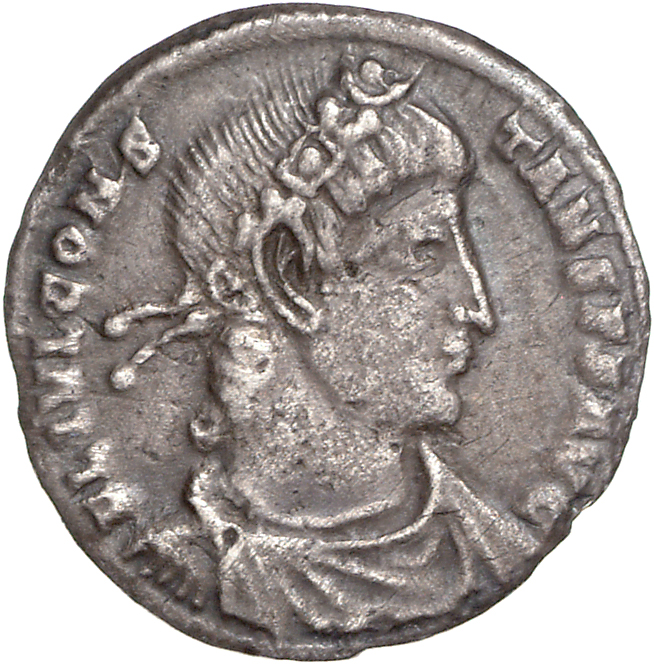 RIC VIII Treveri 167 Constans obverse, Bust of Constans, laureate, rosette-diademed, draped, cuirassed, right