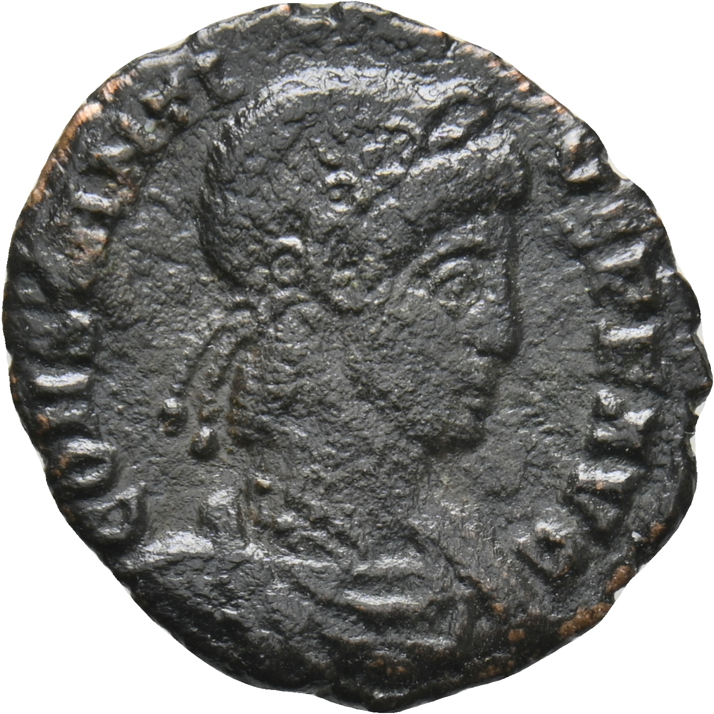 RIC VIII Treveri 181 Constans obverse, Bust of Constantius II, rosette-diademed, draped, cuirassed, right