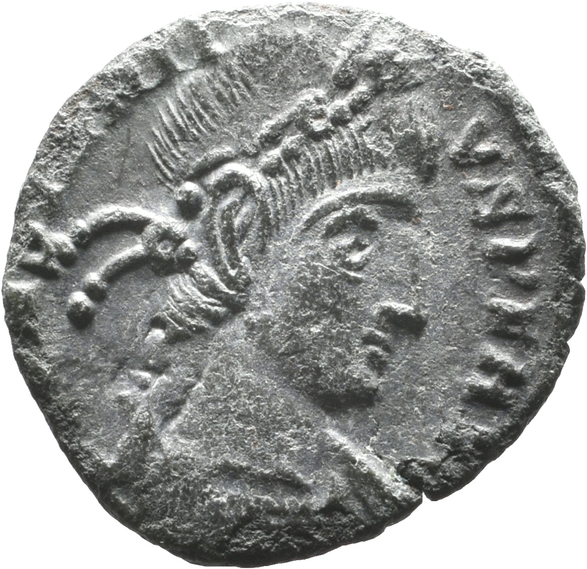 RIC VIII Treveri 187 Constans obverse, Bust of Constantius II, rosette-diademed, draped, cuirassed, right