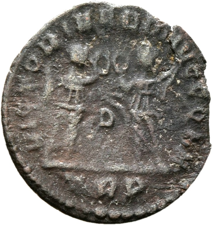 RIC VIII Treveri 196 Constans reverse, Two Victories, winged, draped, standing front, facing each other, each holding wrea...