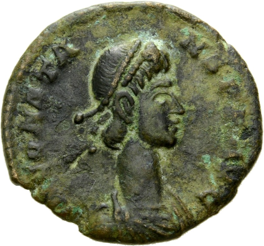 RIC VIII Treveri 232 Constans obverse, Bust of Constans, pearl-diademed, draped, cuirassed, right