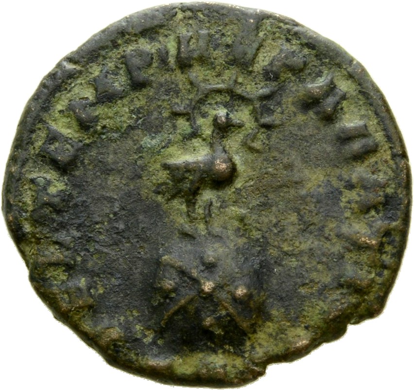 RIC VIII Treveri 232 Constans reverse, Phoenix, radiate, standing right on globe