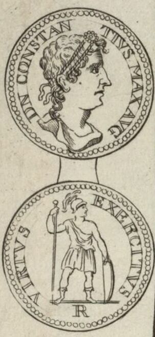 RIC VIII Treveri 244 Constans obverse, Bust of Constans, pearl-diademed, draped, cuirassed, right; A behind bust