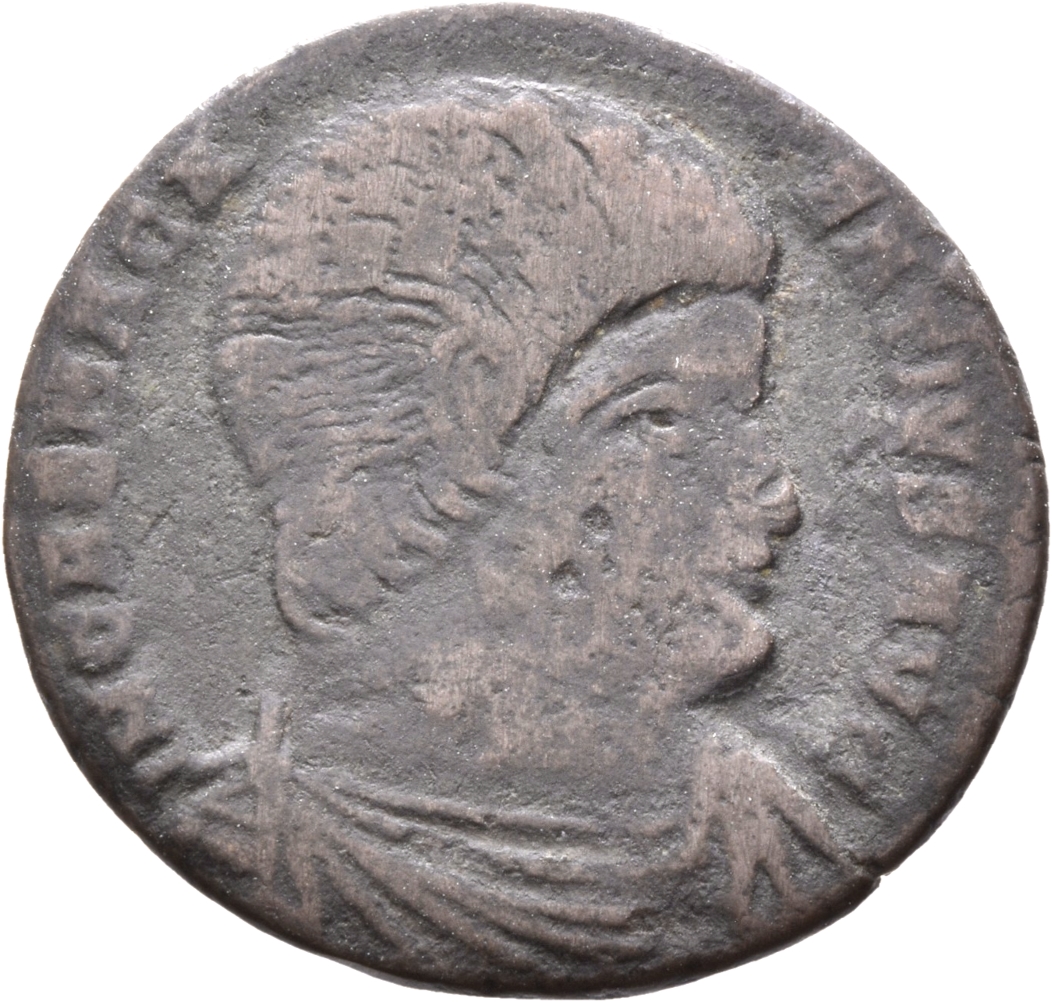 RIC VIII Treveri 266 Magnentius obverse, Bust of Magnentius, bareheaded, draped, cuirassed, right