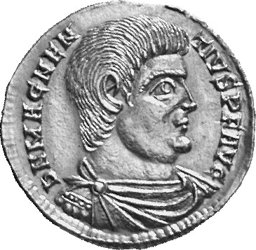 RIC VIII Treveri 276 Magnentius obverse, Bust of Magnentius, bareheaded, draped, cuirassed, right