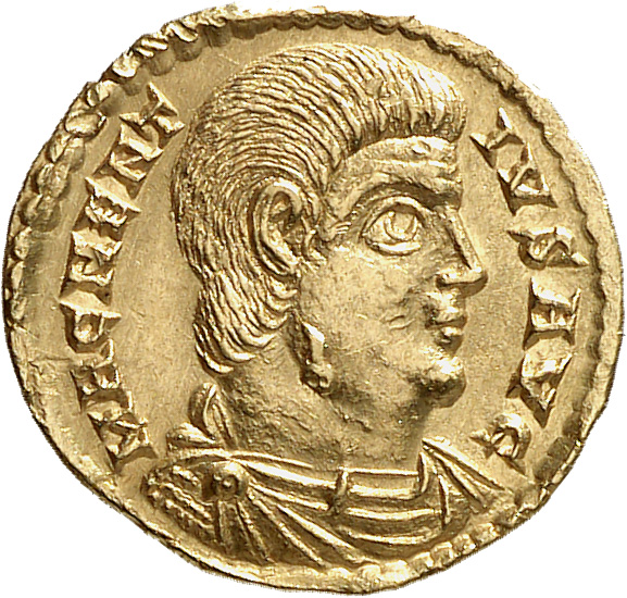 RIC VIII Treveri 281 Magnentius obverse, Bust of Magnentius, bareheaded, draped, cuirassed, right
