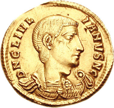 RIC VIII Treveri 295 Magnentius obverse, Bust of Magnentius, bareheaded, draped, cuirassed, right