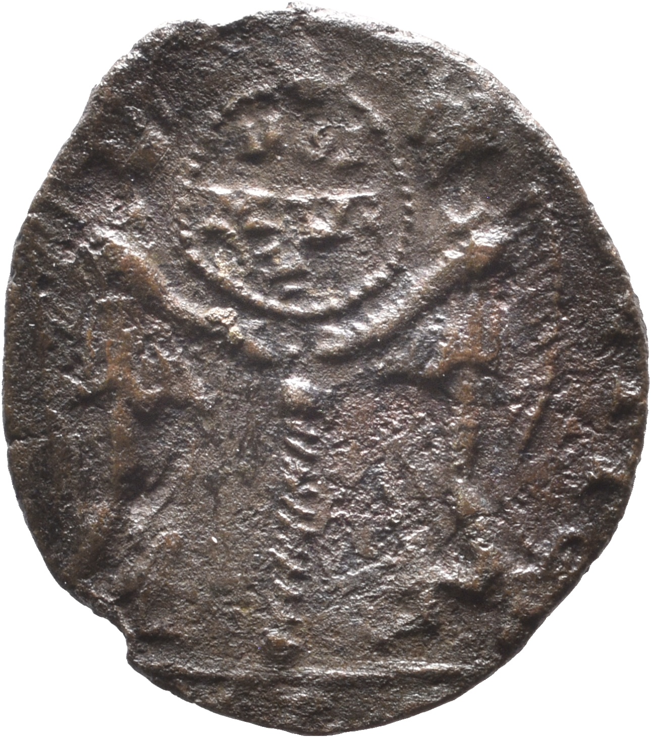 RIC VIII Treveri 311 Magnentius reverse, Two Victories, winged, draped, facing each other, holding between them a wreath i...