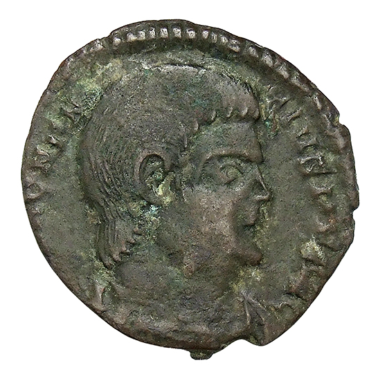 RIC VIII Treveri 327 Magnentius obverse, Bust of Magnentius, bareheaded, draped, cuirassed, right