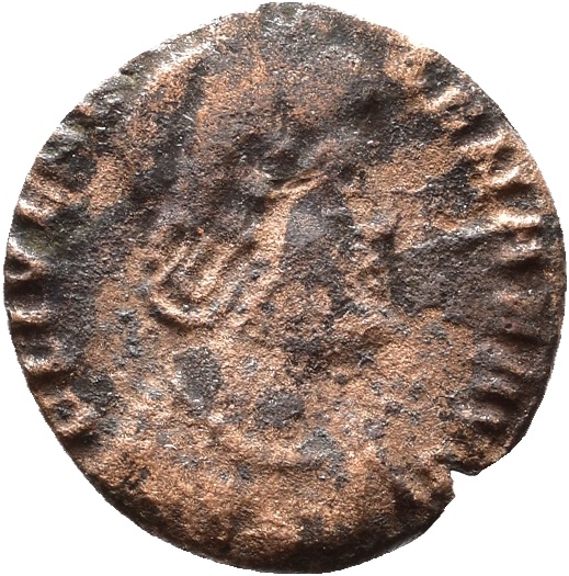 RIC VIII Treveri 47 Constantine II obverse, Bust of Helena, hair elaborately dressed, wearing ornamental mantle and neckla...