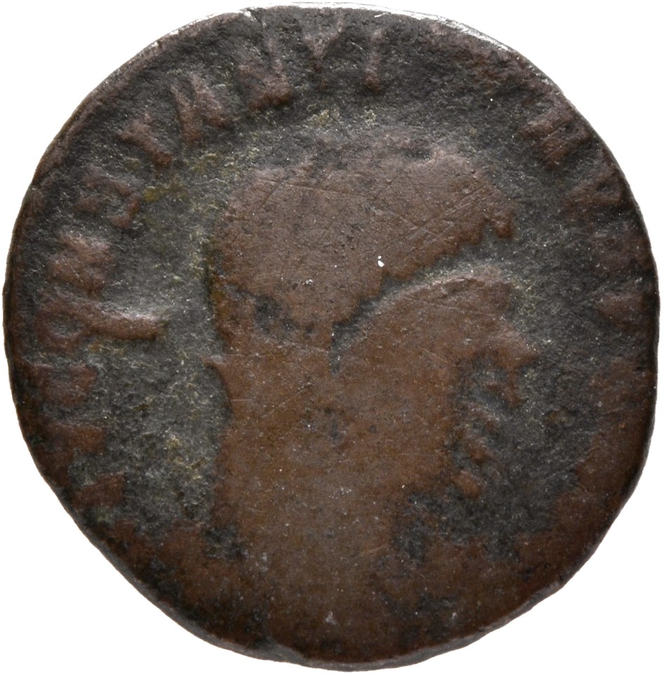 RIC VIII Treveri 68 Constantine II obverse, Bust of Constantine I, veiled, draped, cuirassed, right