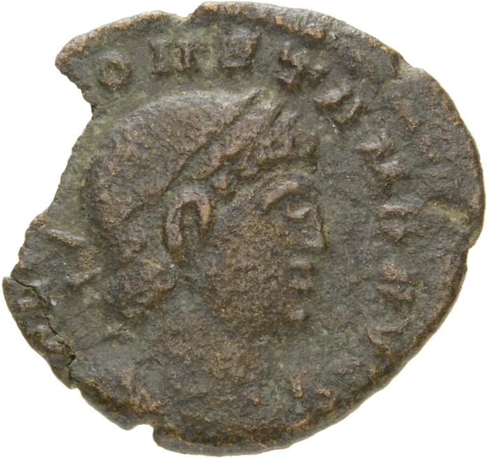 RIC VIII Treveri 76 Constantine II obverse, Bust of Constans, laureate, cuirassed, right