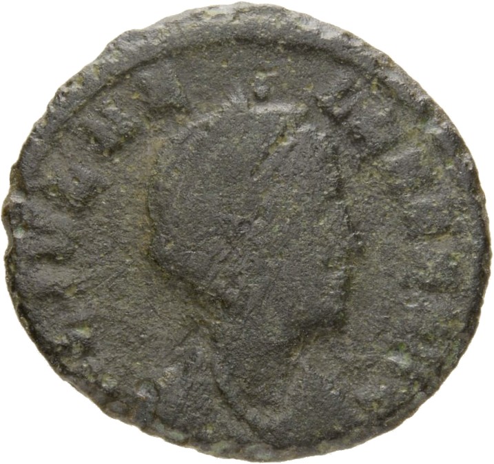 RIC VIII Treveri 78 Constantine II obverse, Bust of Helena, hair elaborately dressed, wearing ornamental mantle and neckla...