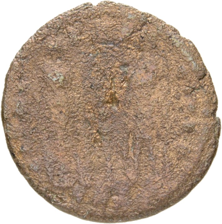 RIC VIII Treveri 82 Constantine II reverse, Two soldiers, helmeted, draped, cuirassed, facing front, heads toward each oth...