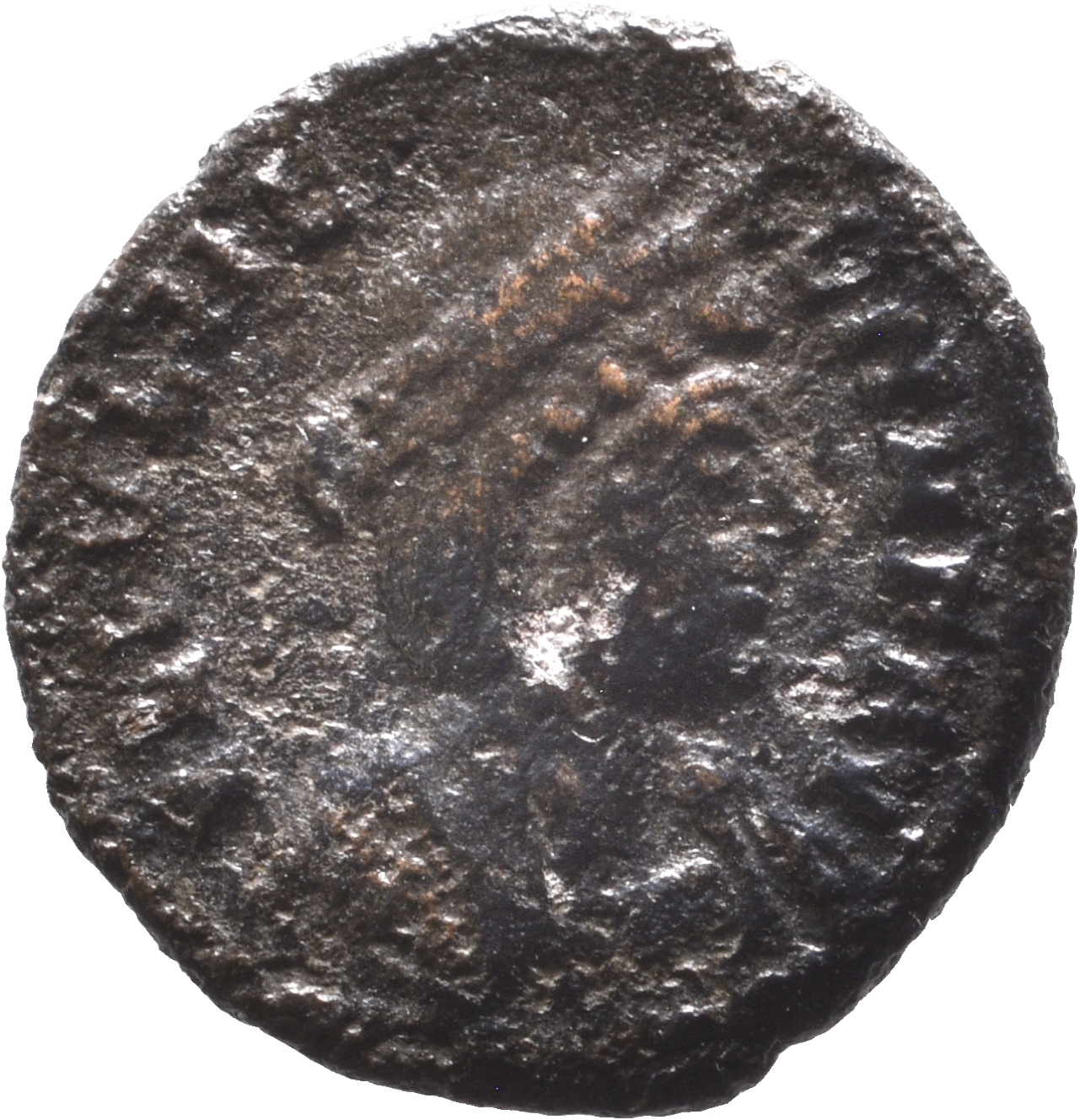RIC VIII Treveri 90 Constantine II obverse, Bust of Helena, hair elaborately dressed, wearing ornamental mantle and neckla...